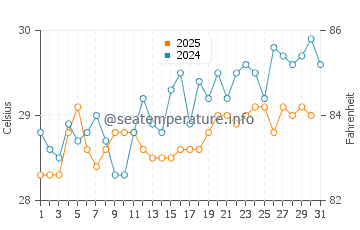 Temperature dell'acqua a Tobacco Caye a maggio