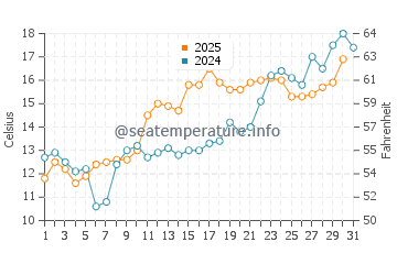 Wassertemperatur Tuckerton im Mai