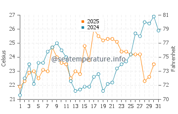 Rose Bay water temp chart in May
