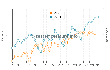 Temperature dell'acqua a Xcalak a maggio