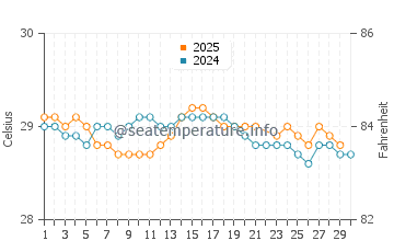 Temperature dell'acqua a Banjarmasin a giugno