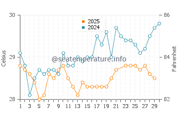 Coco Plum Beach water temp chart in June