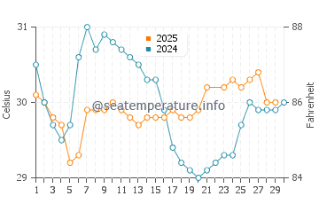 Delnor-Wiggins water temp chart in June