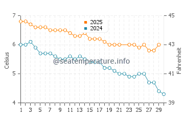 Wassertemperatur Fox Bay im Juni