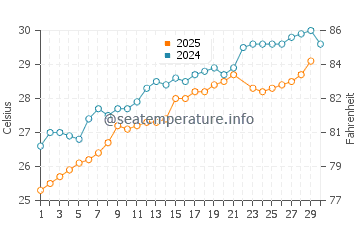 Temperature dell'acqua a Golfo de Santa Clara a giugno