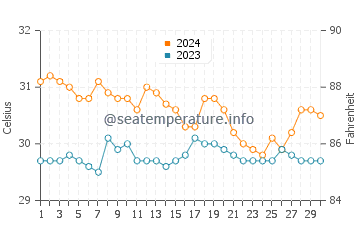 Wassertemperatur Hinigaran im Juni