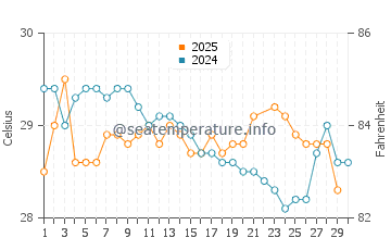 Temperature dell'acqua a Isla Contoy a giugno