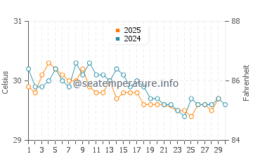 Temperatura vode u Karimunjawa u lipnju