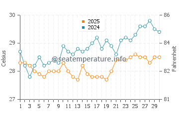 Temperatura vode u Lee Stocking Island u lipnju