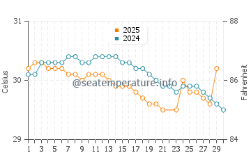 Wassertemperatur Meulaboh im Juni