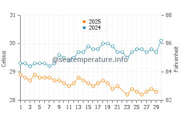 Temperature dell'acqua a Paraíso a giugno