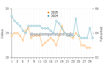 Wassertemperatur Pedasí im Juni