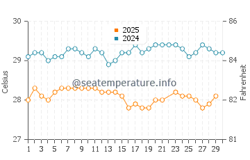 Temperatura da água em Pointe du Bout em junho