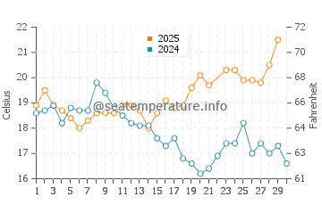 Temperature dell'acqua a Praia do Carvoeiro a giugno