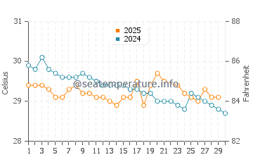 Wassertemperatur Puerto Jiménez im Juni