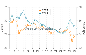 Punta Allen water temp chart in June