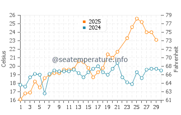 Rehoboth Bay water temp chart in June