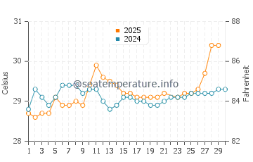 Temperatura del agua en Riviera Nayarit en junio
