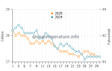 Wassertemperatur São José da Coroa Grande im Juni