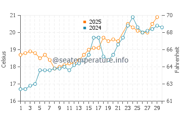 The Wedge water temp chart in June