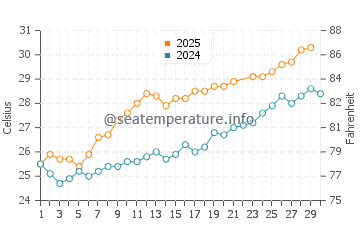 Tomigusuku water temp chart in June