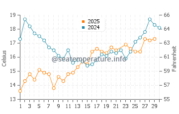 Wassertemperatur Vejbystrand im Juni