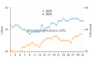 Temperature dell'acqua ad Anse Mitan a luglio