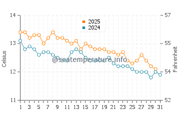 Temperature dell'acqua a Rye a luglio