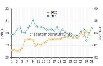 George Town water temp chart in July