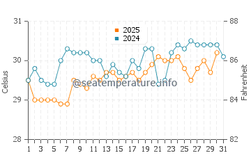 Boca Raton water temp chart in July