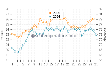 Wassertemperatur Brant Beach im Juli