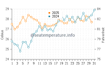 Temperature dell'acqua a Brolo a luglio