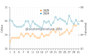 Temperature dell'acqua a Cabo Rojo a luglio