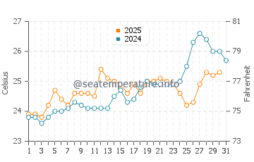 Temperature dell'acqua a Ponta Do Sol a luglio