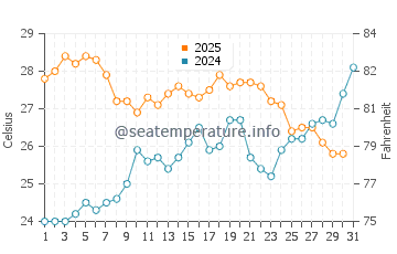 Cala Mitjana water temp chart in July