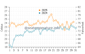 Wassertemperatur Cape May Point im Juli