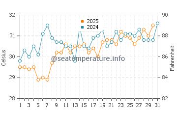 Coconut Grove water temp chart in July