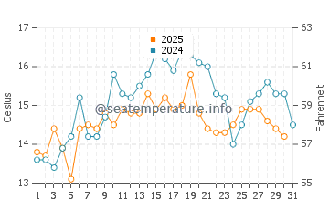 Wassertemperatur Commencement Bay im Juli