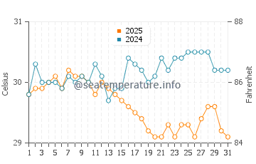 Wassertemperatur Fulidhoo im Juli