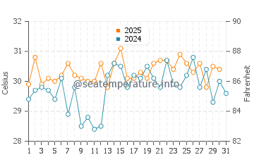 Wassertemperatur Holbox im Juli