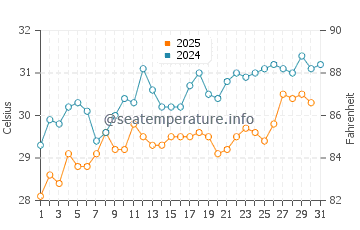 Wassertemperatur Dschabaliya im Juli