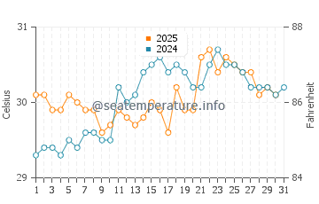 Temperature dell'acqua a La Crucecita a luglio