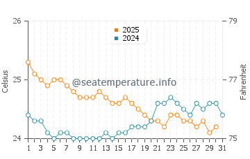 Temperature dell'acqua a La Saline Les Bains a luglio