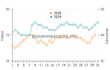 Temperature dell'acqua a Le Borgne a luglio