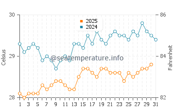Temperature dell'acqua a Le Vauclin a luglio