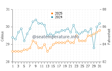 Temperatura vode u Lee Stocking Island u srpnju