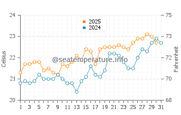 Lobos water temp chart in July