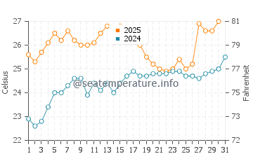 Wassertemperatur Lorain im Juli