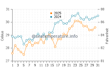 Mahmutlar water temp chart in July