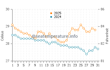Misool water temp chart in July